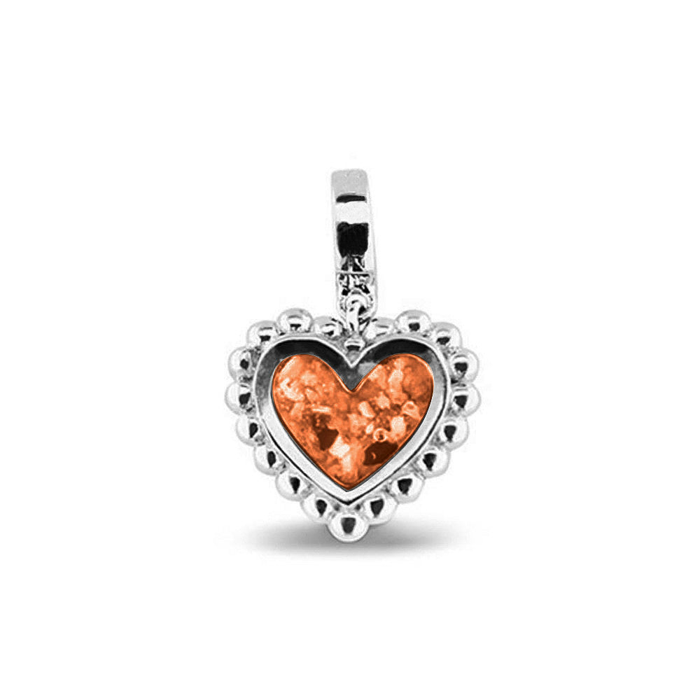 Heart Bubble Pendant Charm in Orange - Silver memorial jewellery