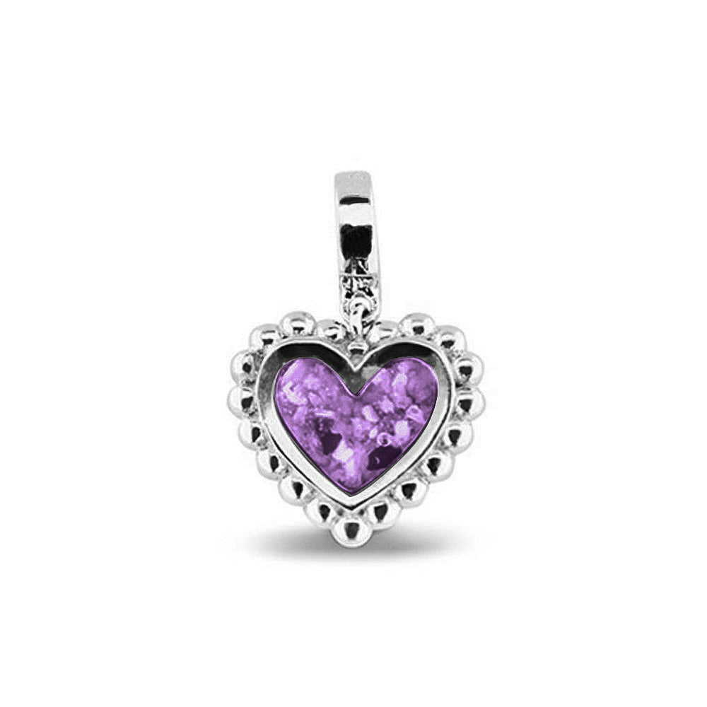Heart Bubble Pendant Charm in Purple - Silver memorial jewellery