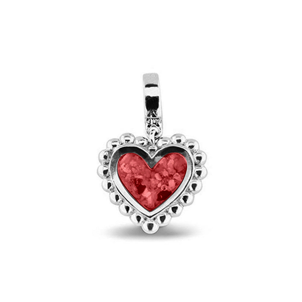 Heart Bubble Pendant Charm in Red - Silver memorial jewellery
