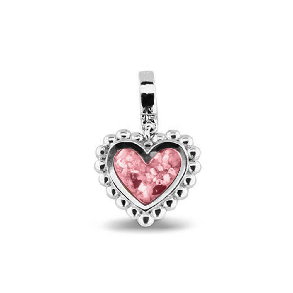 Heart Bubble Pendant Charm in Soft Pink - Silver memorial jewellery