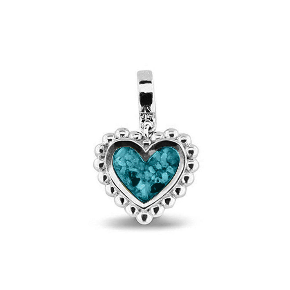 Heart Bubble Pendant Charm in Turquoise - Silver memorial jewellery