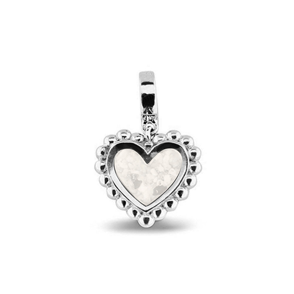 Heart Bubble Pendant Charm in White - Silver memorial jewellery