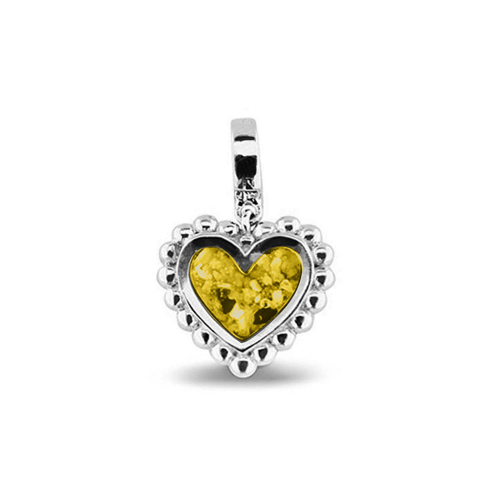 Heart Bubble Pendant Charm in Yellow - Silver memorial jewellery