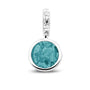 Round Pendant Charm in Aqua - Silver memorial jewellery