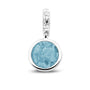 Round Pendant Charm in Baby Blue - Silver memorial jewellery
