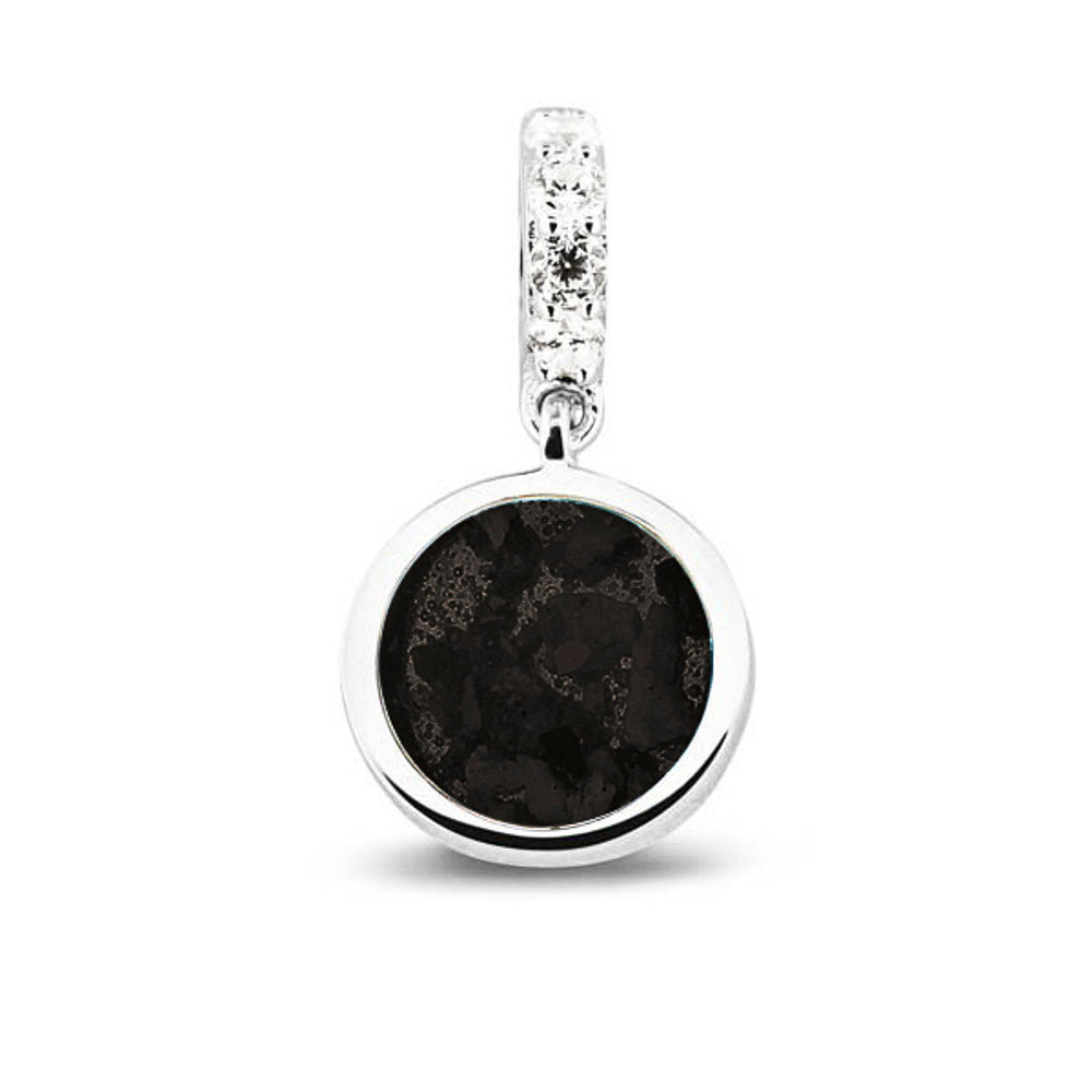 Round Pendant Charm in Black - Silver memorial jewellery