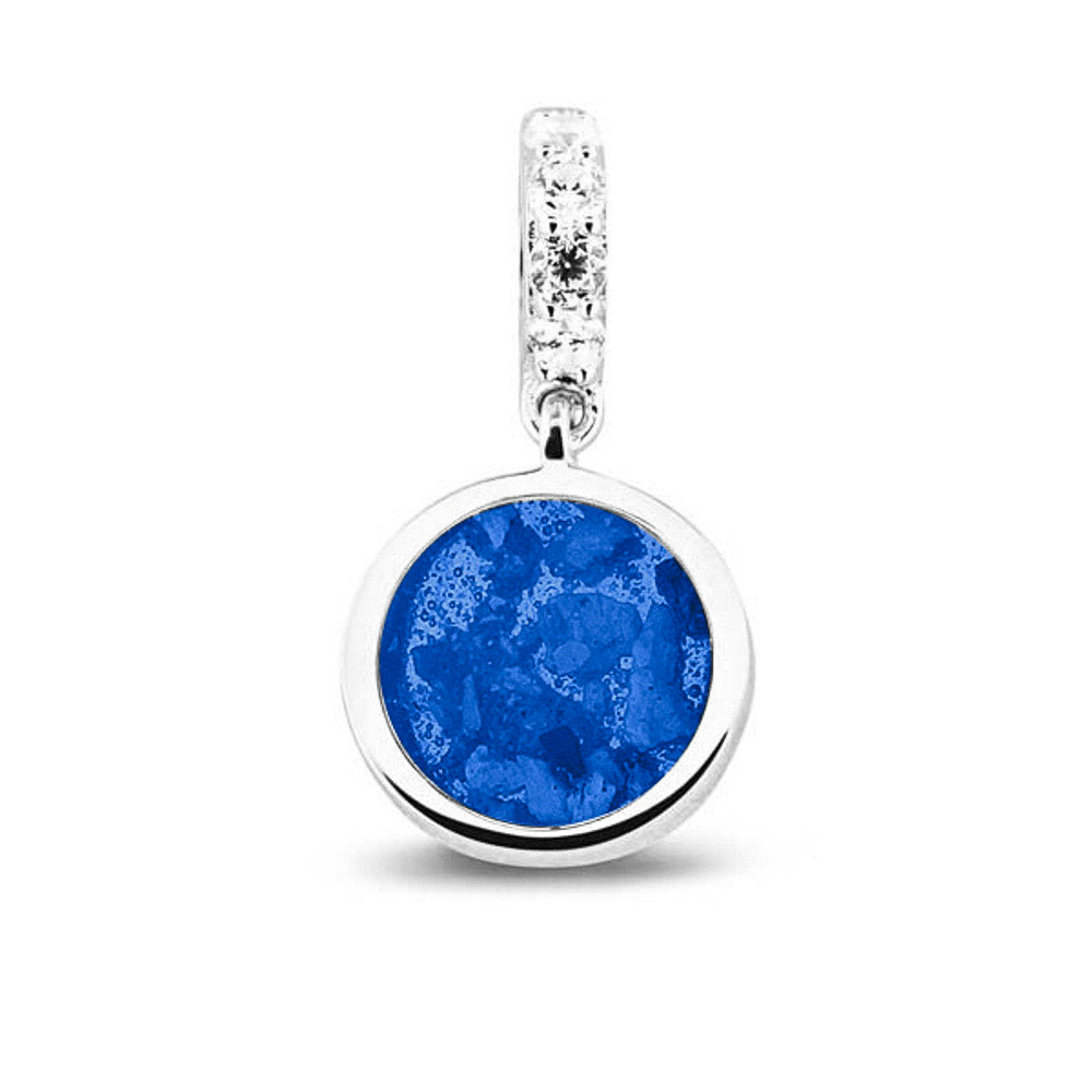 Round Pendant Charm in Blue - Silver memorial jewellery