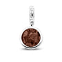 Round Pendant Charm in Brown - Silver memorial jewellery