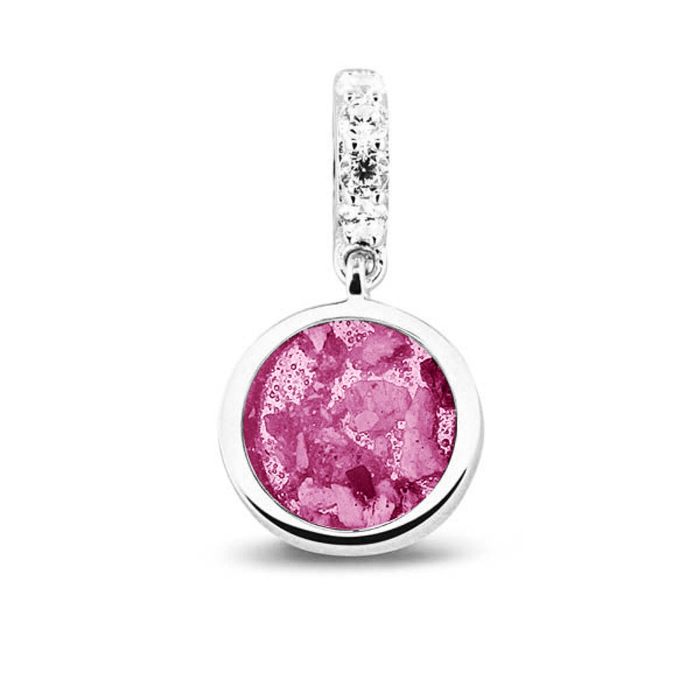 Round Pendant Charm in Fluo Pink - Silver memorial jewellery