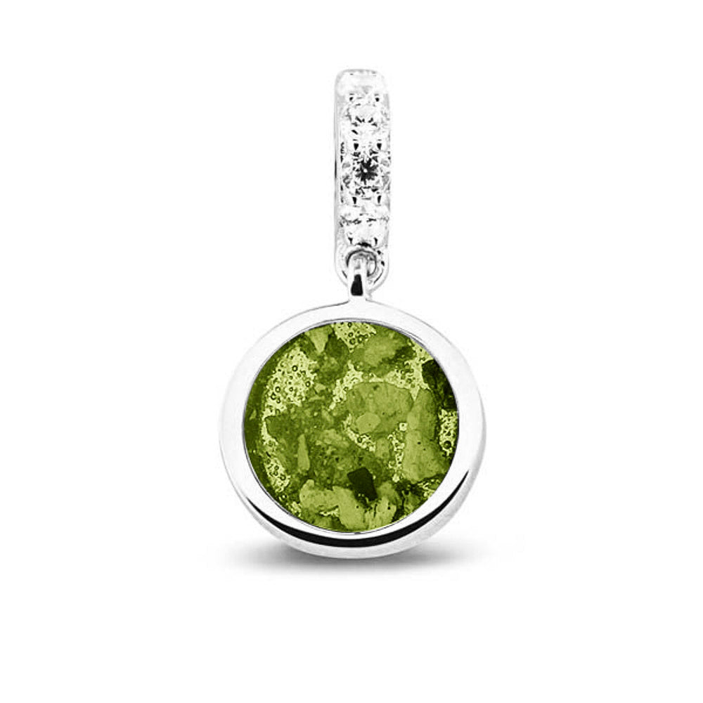 Round Pendant Charm in Green - Silver memorial jewellery