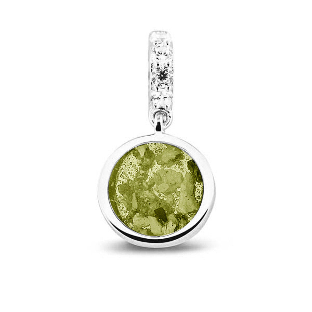 Round Pendant Charm in Olive - Silver memorial jewellery