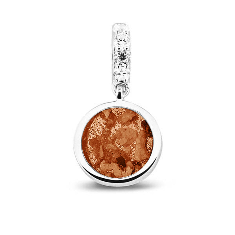 Round Pendant Charm in Orange - Silver memorial jewellery