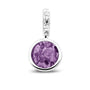 Round Pendant Charm in Purple - Silver memorial jewellery