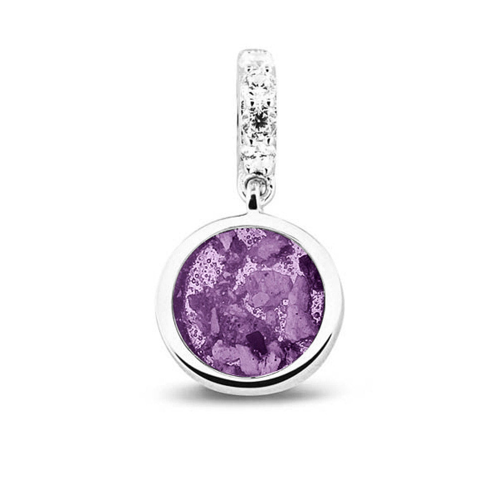 Round Pendant Charm in Purple - Silver memorial jewellery