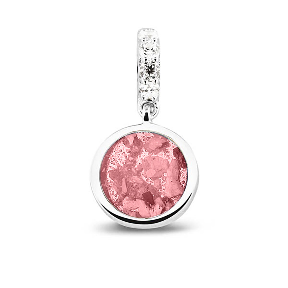 Round Pendant Charm in Soft Pink - Silver memorial jewellery