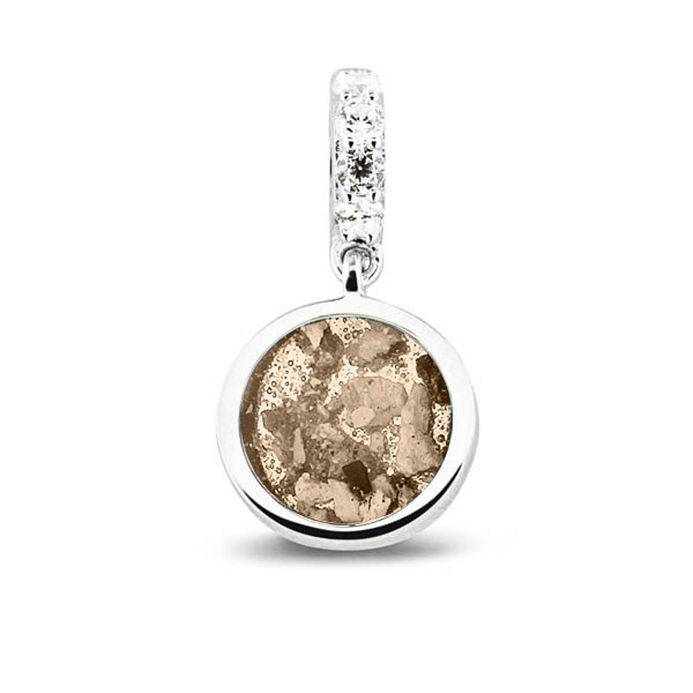 Round Pendant Charm in Transparent - Silver memorial jewellery