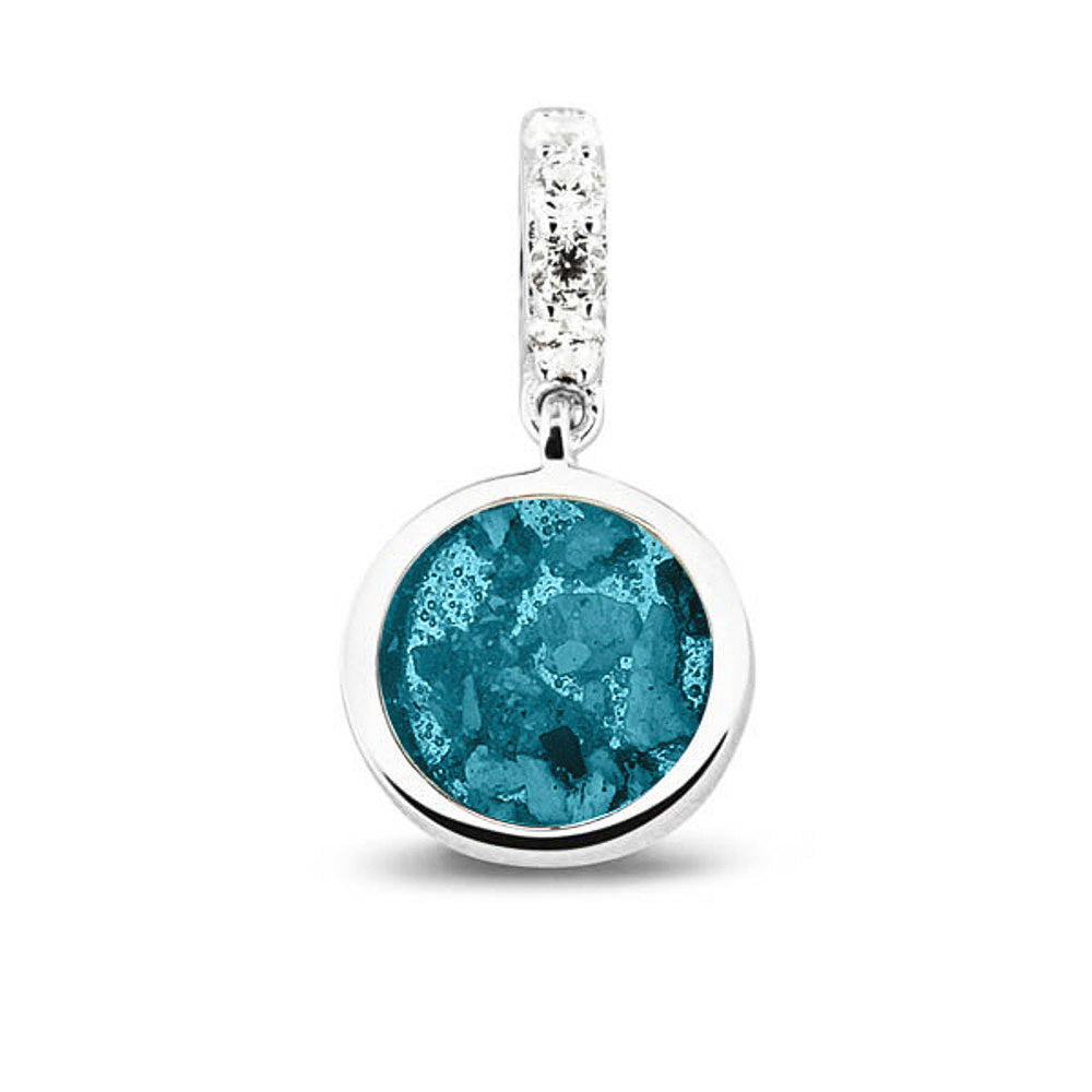 Round Pendant Charm in Turquoise - Silver memorial jewellery