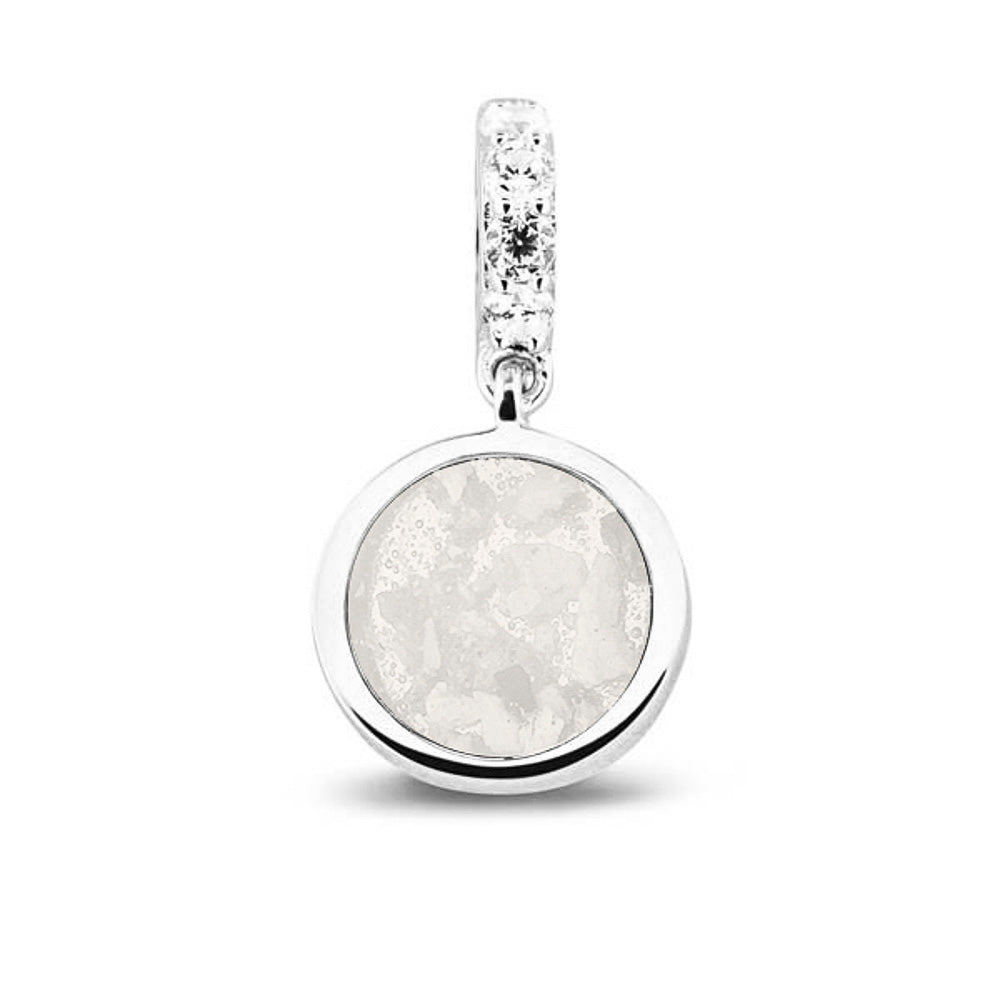 Round Pendant Charm in White - Silver memorial jewellery