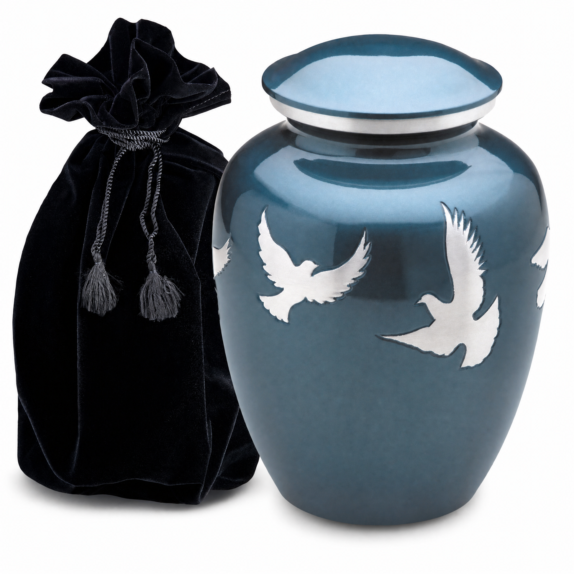 Divine™ Flying Doves Urn Blue & Bru Pewter