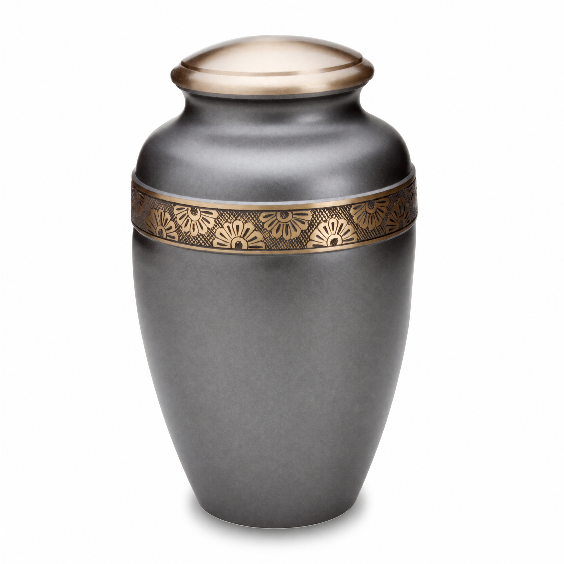 Floral Band Adult Urn Slate & Bru Gold