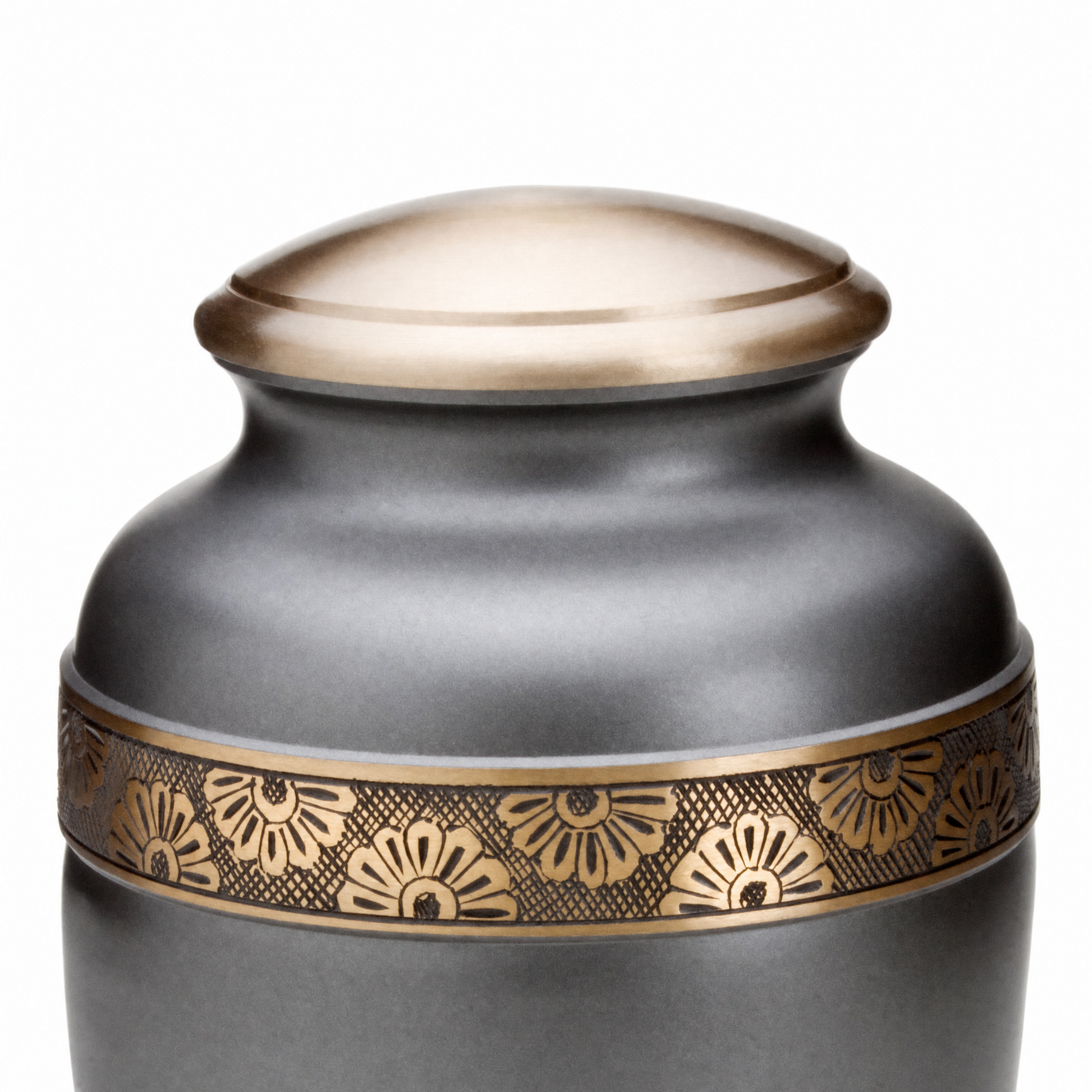 Floral Band Adult Urn Slate & Bru Gold