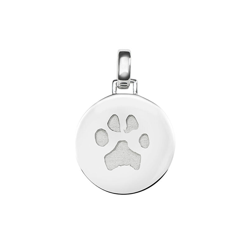 Paw Print Round Pendant - Silver memorial jewellery