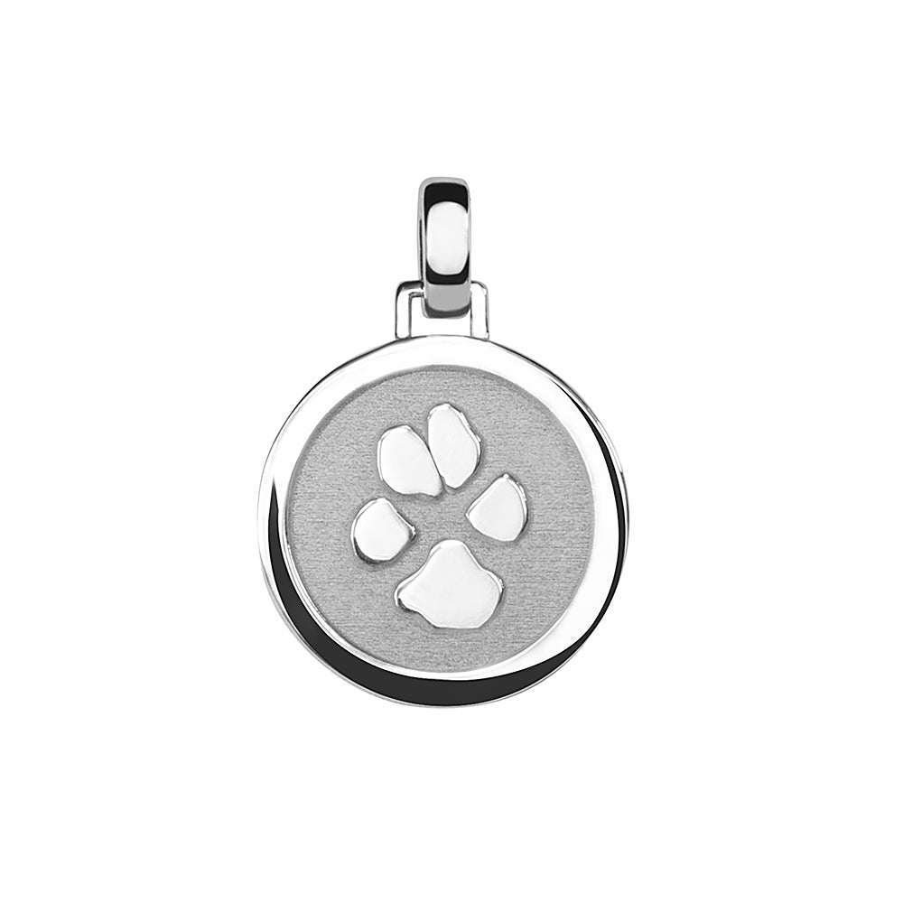 Paw Print Round Pendant - Silver memorial jewellery