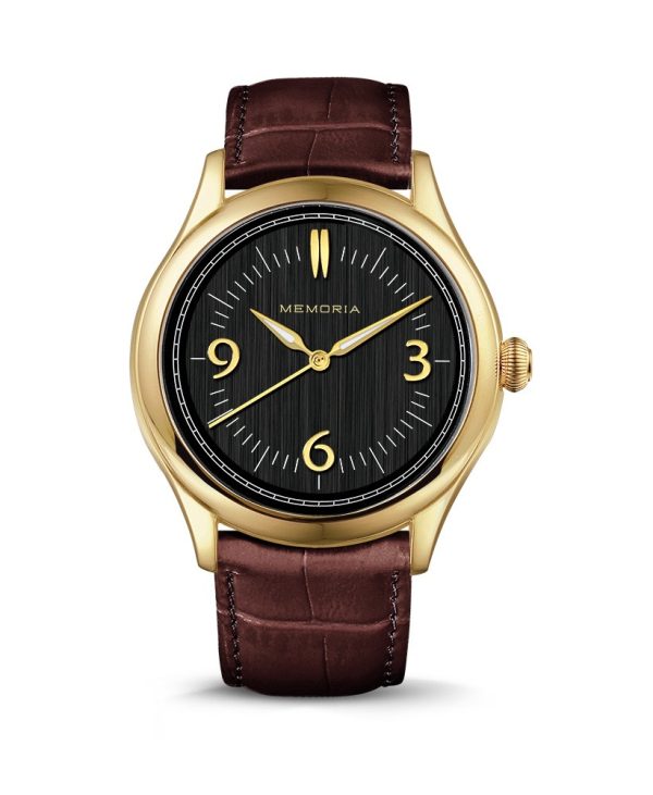 Amare Gold memorial watch — chestnut brown strap