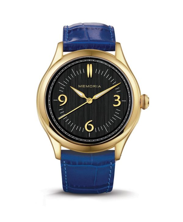 Amare Gold memorial watch — ocean blue strap