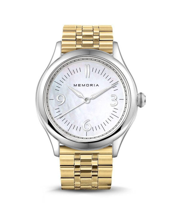 Amare Pearl memorial watch — gold strap