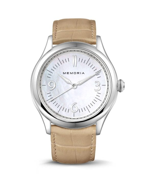 Amare Pearl memorial watch — sand strap