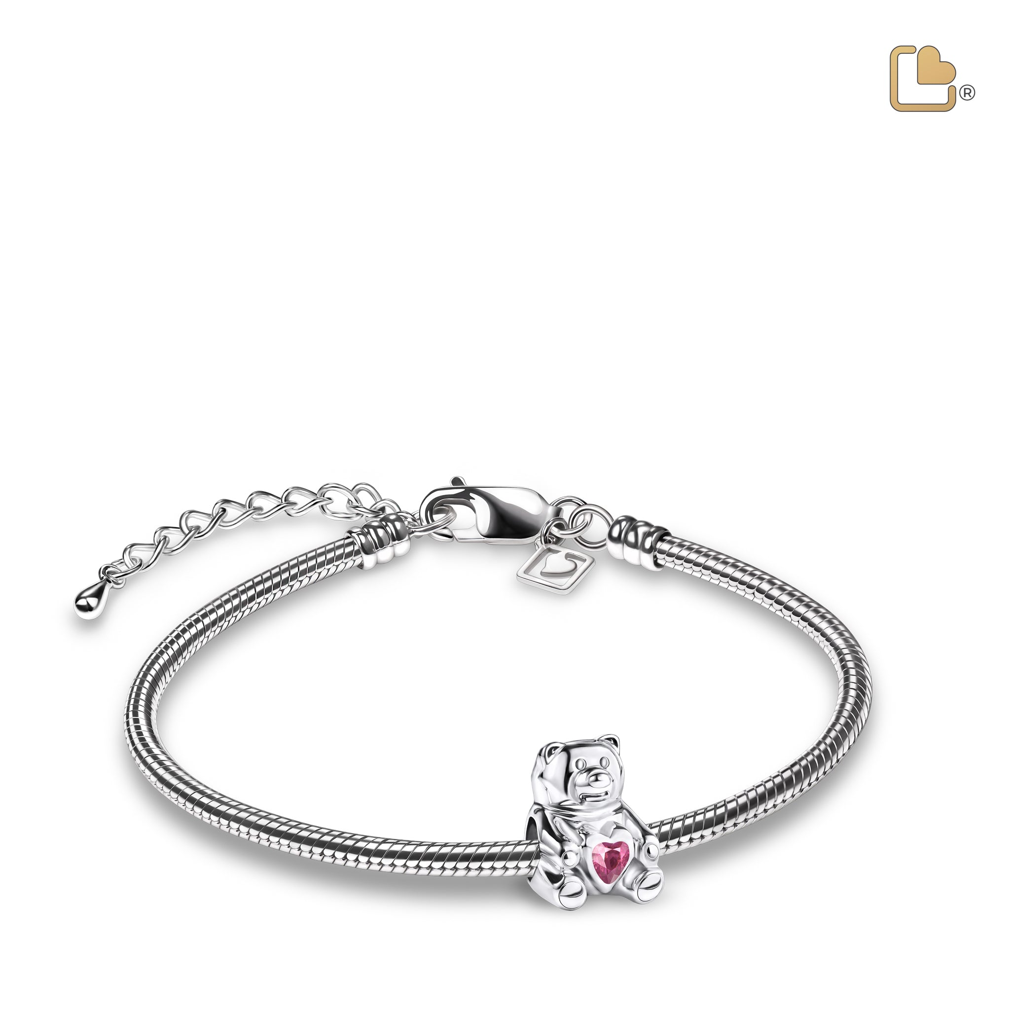 CuddleBear Ashes Bead Pink & Pol Silver w/Zirconia
