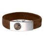 Large Clasp Leather Bracelet - Brown Strap in BRS - Silver, Leather memorial jewellery