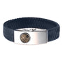 Large Clasp Leather Bracelet - Navy Strap in NS - Silver, Leather memorial jewellery