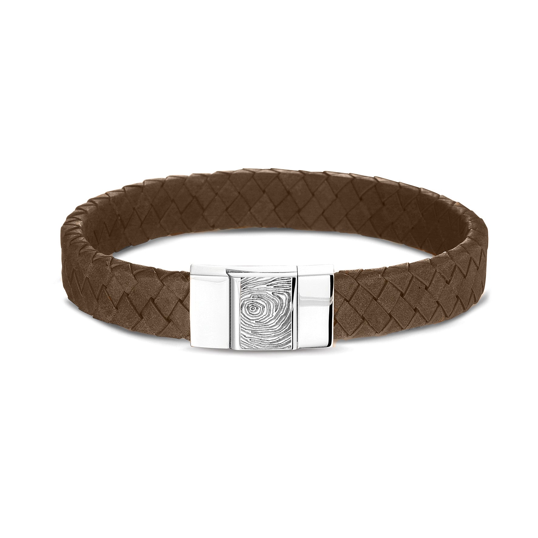 Leather Bracelet with Fingerprint in FBRS - Silver memorial jewellery