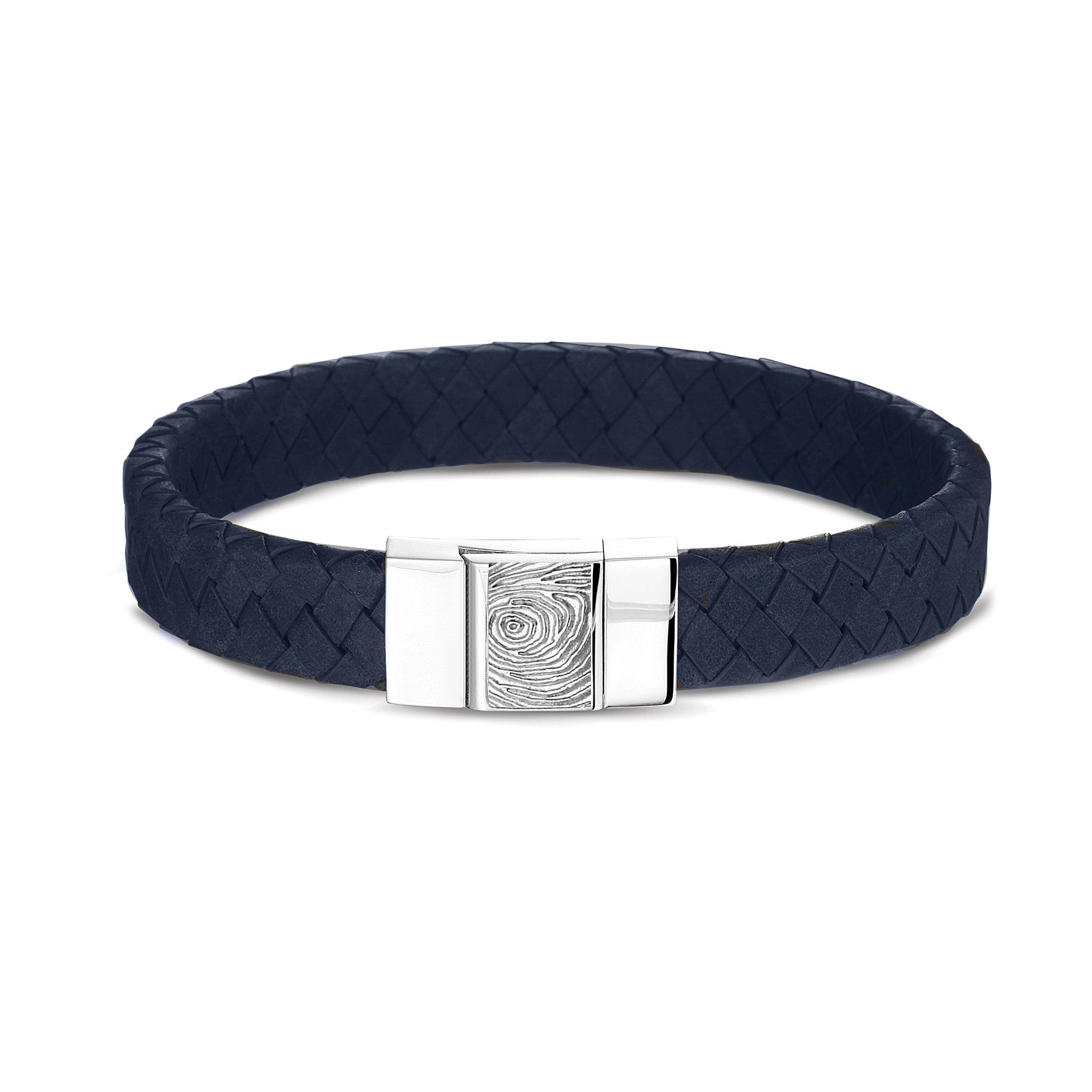 Leather Bracelet with Fingerprint in FNS - Silver memorial jewellery