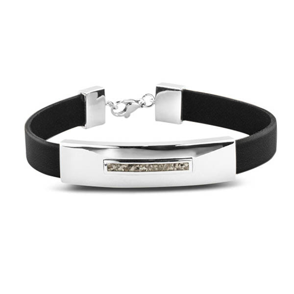 Plain Leather Bracelet in BS - Silver, Leather memorial jewellery