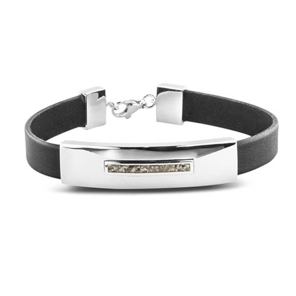 Plain Leather Bracelet in GS - Silver, Leather memorial jewellery