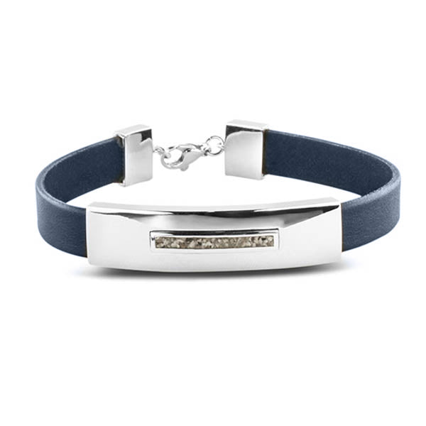 Plain Leather Bracelet in NS - Silver, Leather memorial jewellery