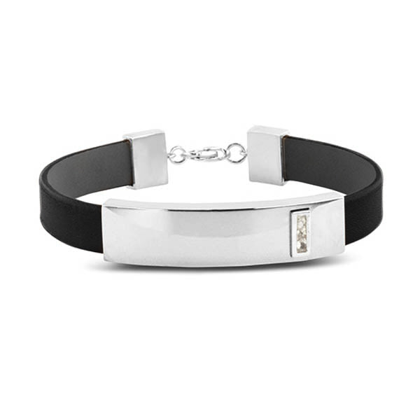Plain Leather Bracelet in BS - Silver, Leather memorial jewellery