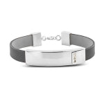 Plain Leather Bracelet in GS - Silver, Leather memorial jewellery