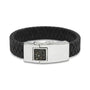 Large Clasp Leather Bracelet - Black Strap in BS - Silver, Leather memorial jewellery