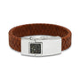 Large Clasp Leather Bracelet - Cognac Strap in COS - Silver, Leather memorial jewellery