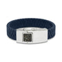 Large Clasp Leather Bracelet - Navy Strap in NS - Silver, Leather memorial jewellery