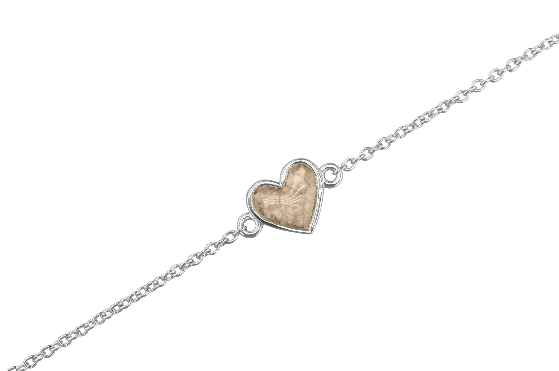 Heart Chain Bracelet in Transparent - Silver memorial jewellery