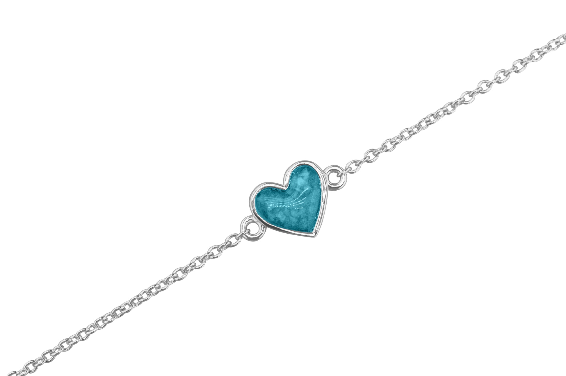 Heart Chain Bracelet in Turquoise - Silver memorial jewellery