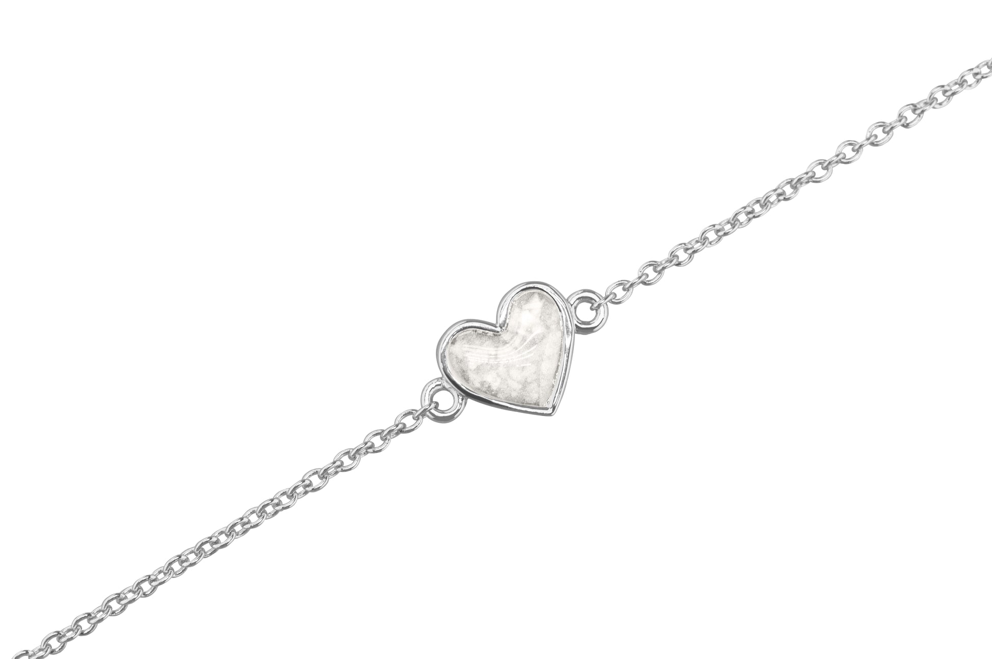 Heart Chain Bracelet in White - Silver memorial jewellery