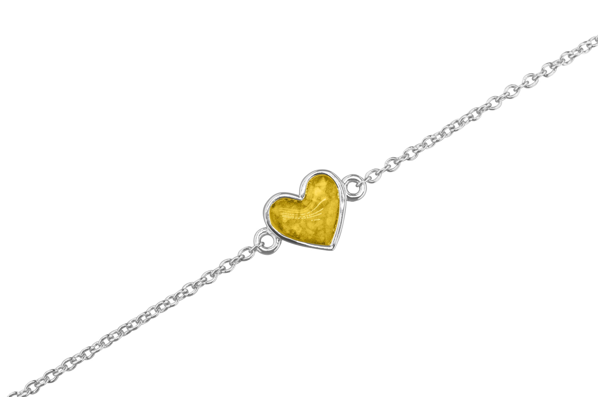 Heart Chain Bracelet in Yellow - Silver memorial jewellery