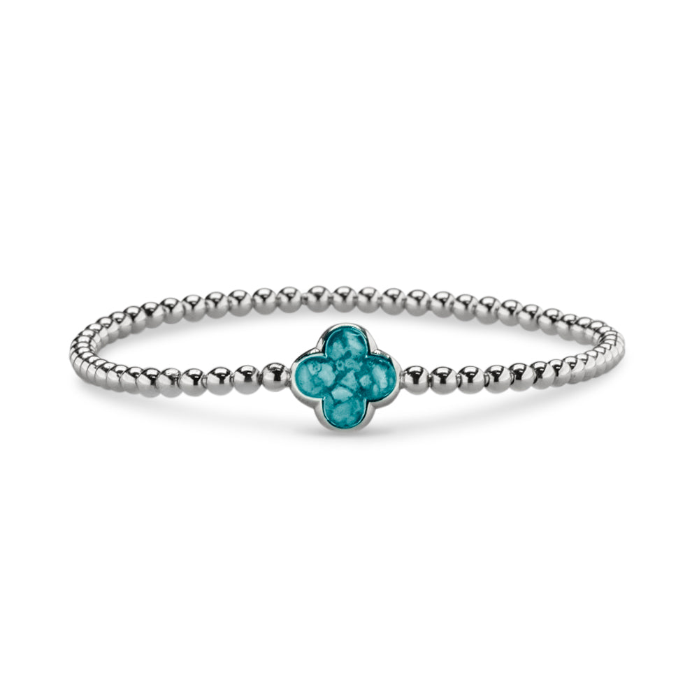 Clover Gem Flexible Bracelet in Aqua - Silver memorial jewellery