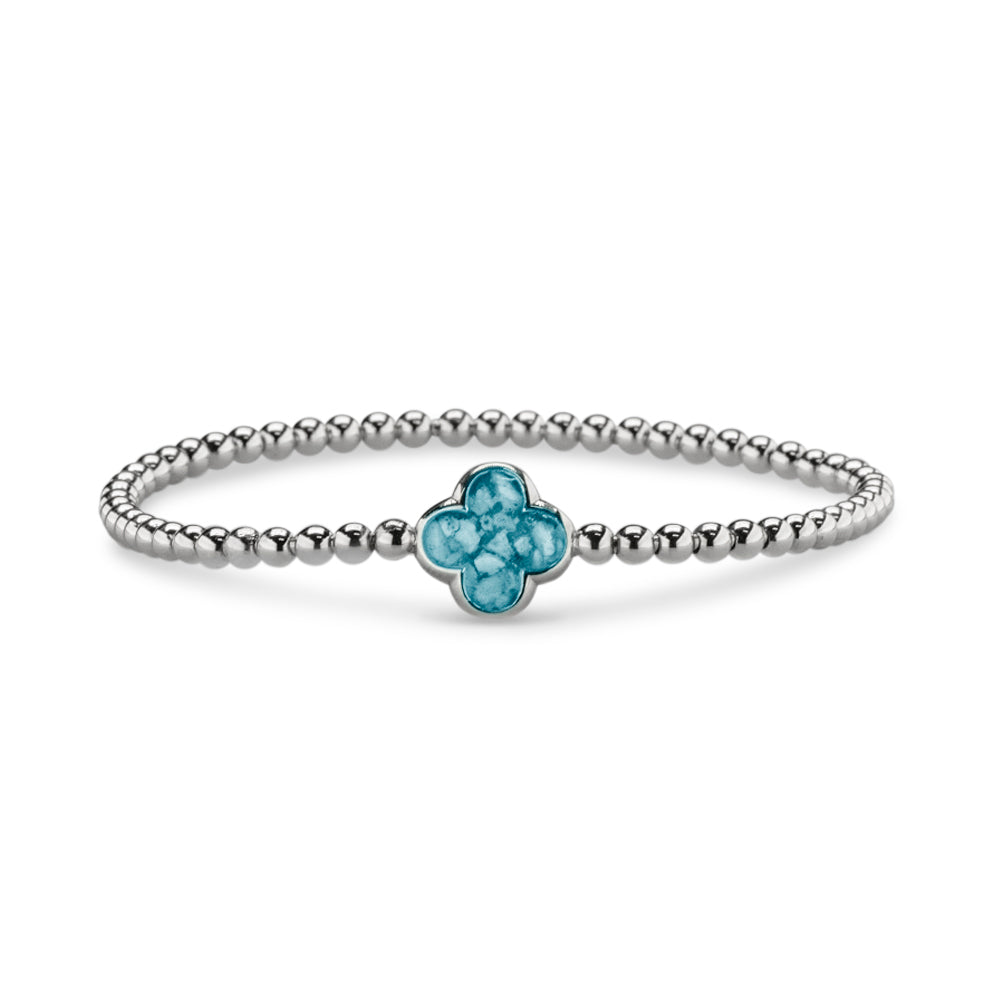Clover Gem Flexible Bracelet in Blue - Silver memorial jewellery